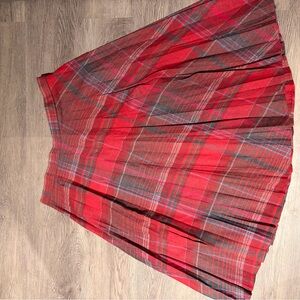 Vintage Sears Wool Blend Red Plaid A-Line Skirt